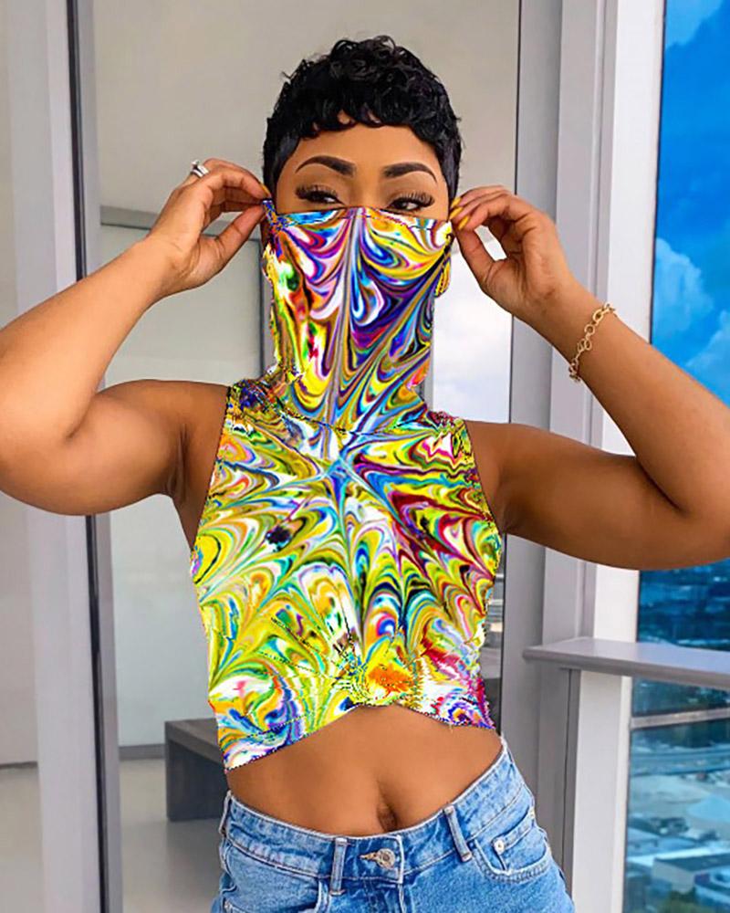 

Tie Dye Print Tank Top With Bandana, Multicolor