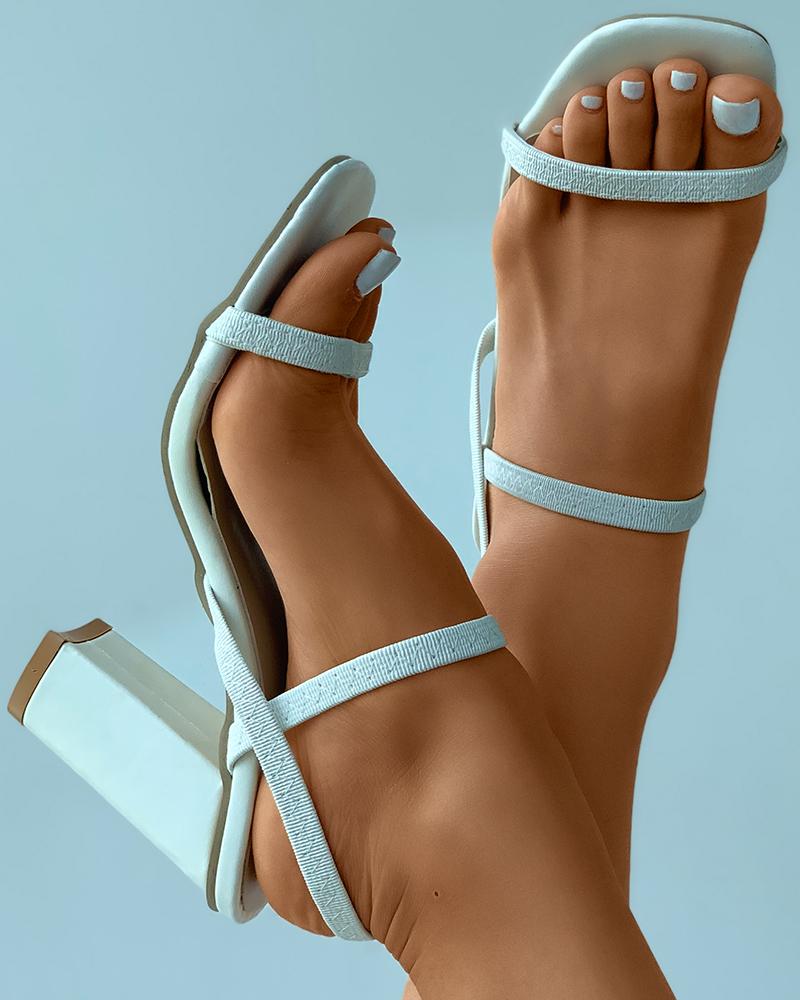 

Square Toe Slingback Chunky Heels, White