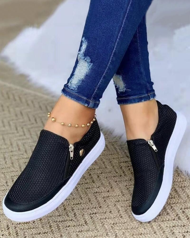 

Zipper Design Slip On Loafer, Black