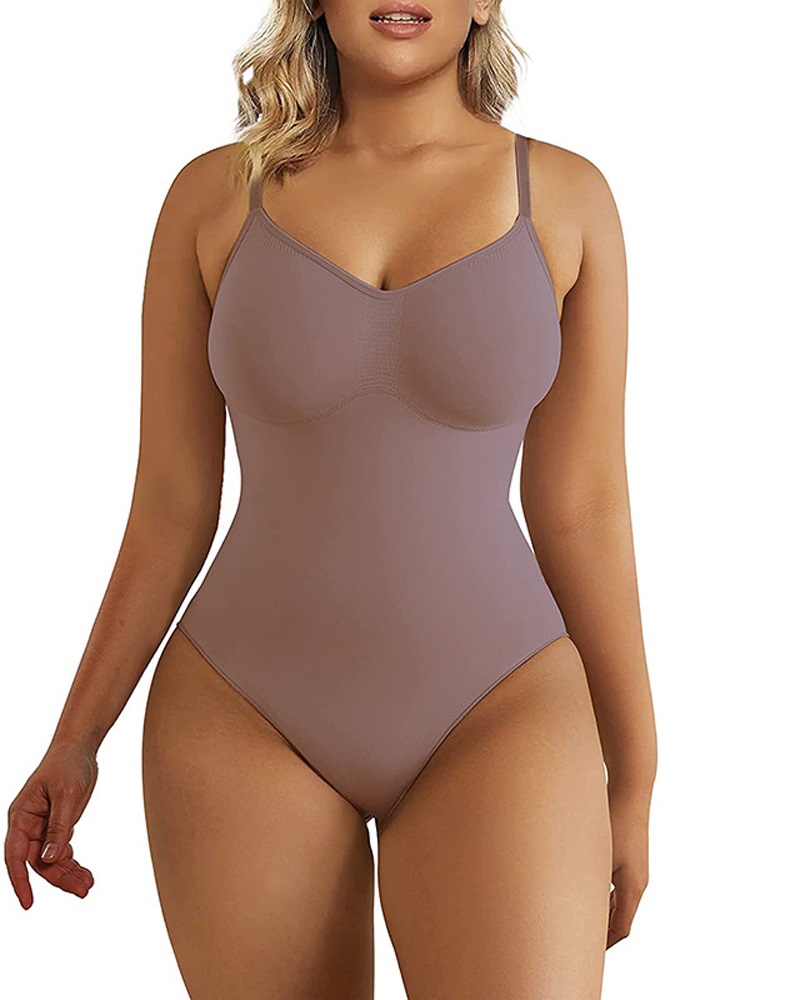 

Seamless Body Shaper Butt Lifting Tummy Control Slimming Shapewear Bodysuit, Brown