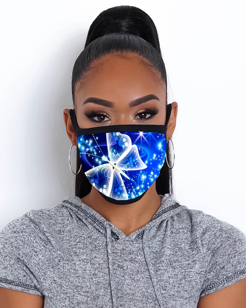 

Butterfly Print Breathable Mouth Mask Washable And Reusable, Blue