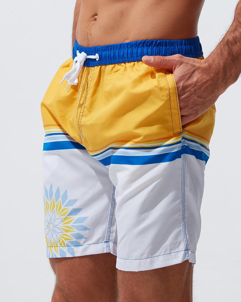

Floral Print Drawstring Swim Short Pants, Style6