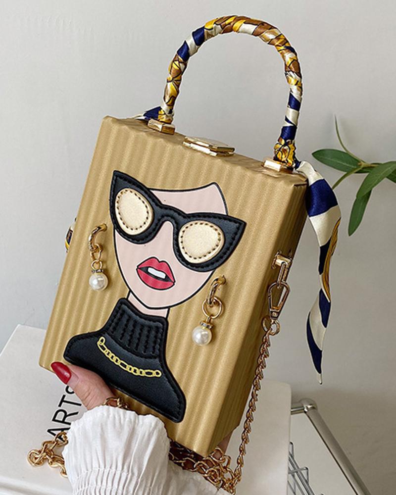 

Vintage Figure Pearls Decor Evening Phone Bag, Yellow