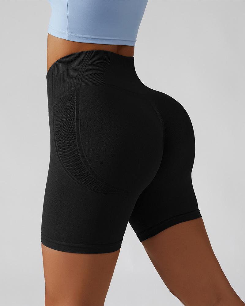 

High Waist Tummy Control Scrunch Butt Active Shorts, Black