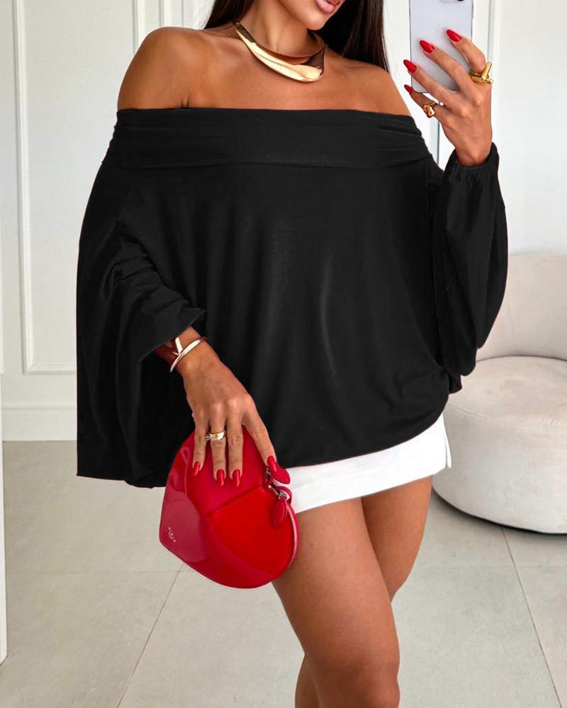

Off Shoulder Batwing Sleeve Top, Black