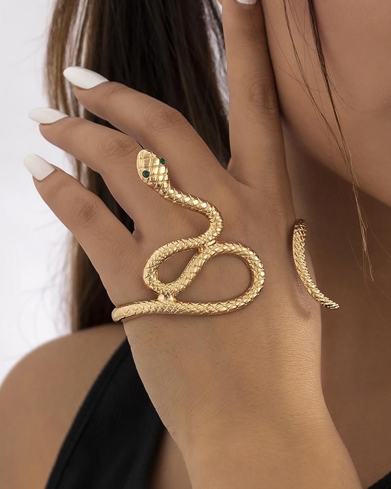 

1pc Snake Shaped Open Bracelet, Gold
