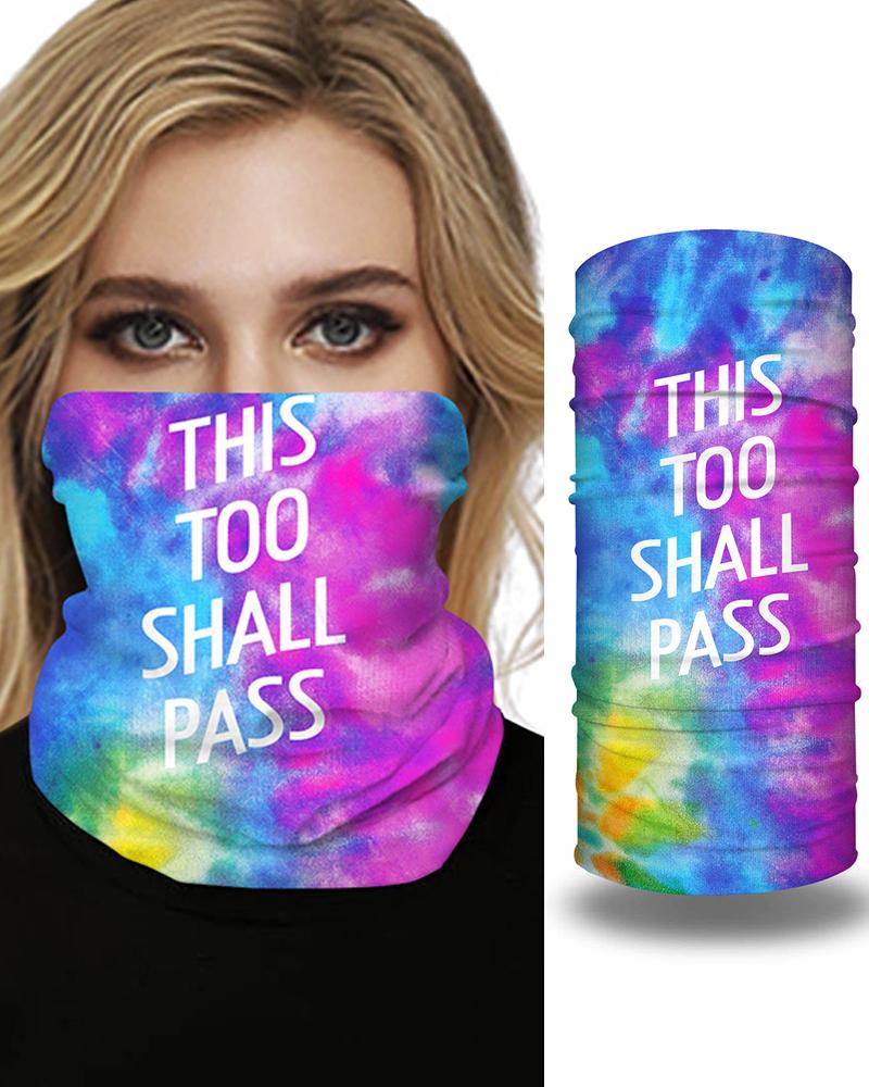 

Tie Dye Letter Print Breathable Face Bandana Magic Scarf Headwrap Balaclava, Purple