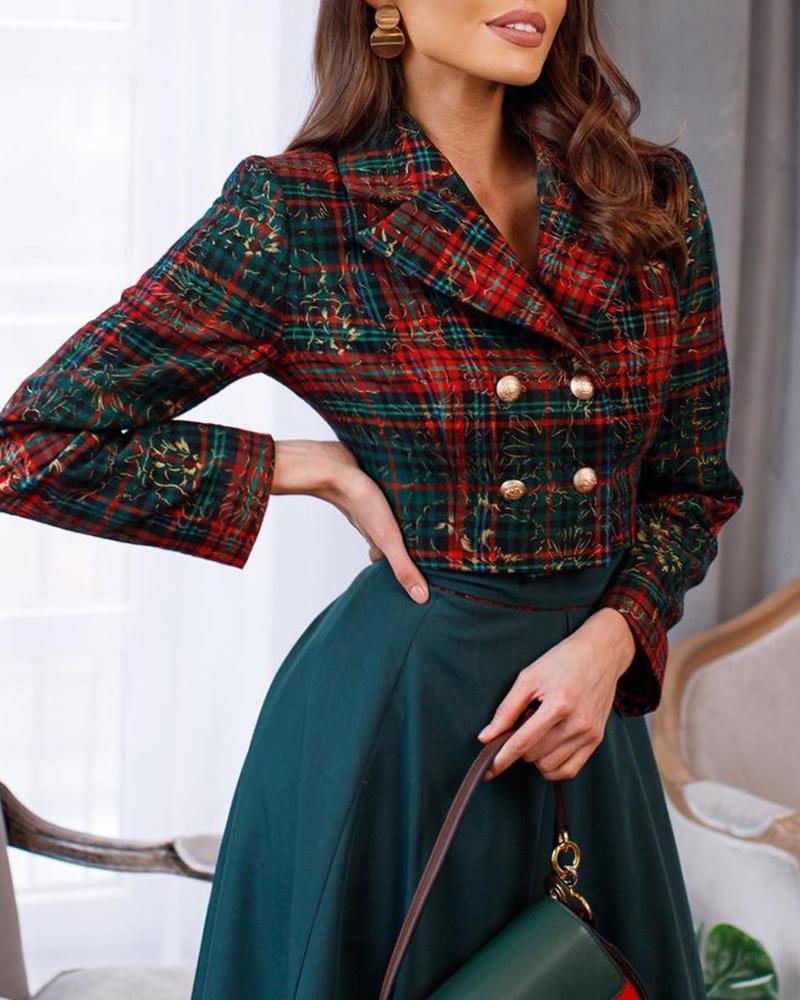 

Tweed Double Breasted Blazer Coat, Red