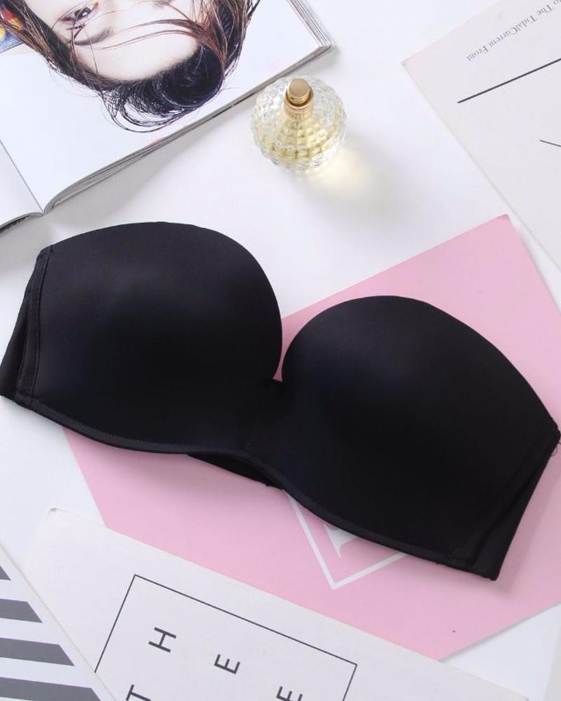 

Seamless Anti-Slip Stay-Put Strapless Push Up Bra, Black