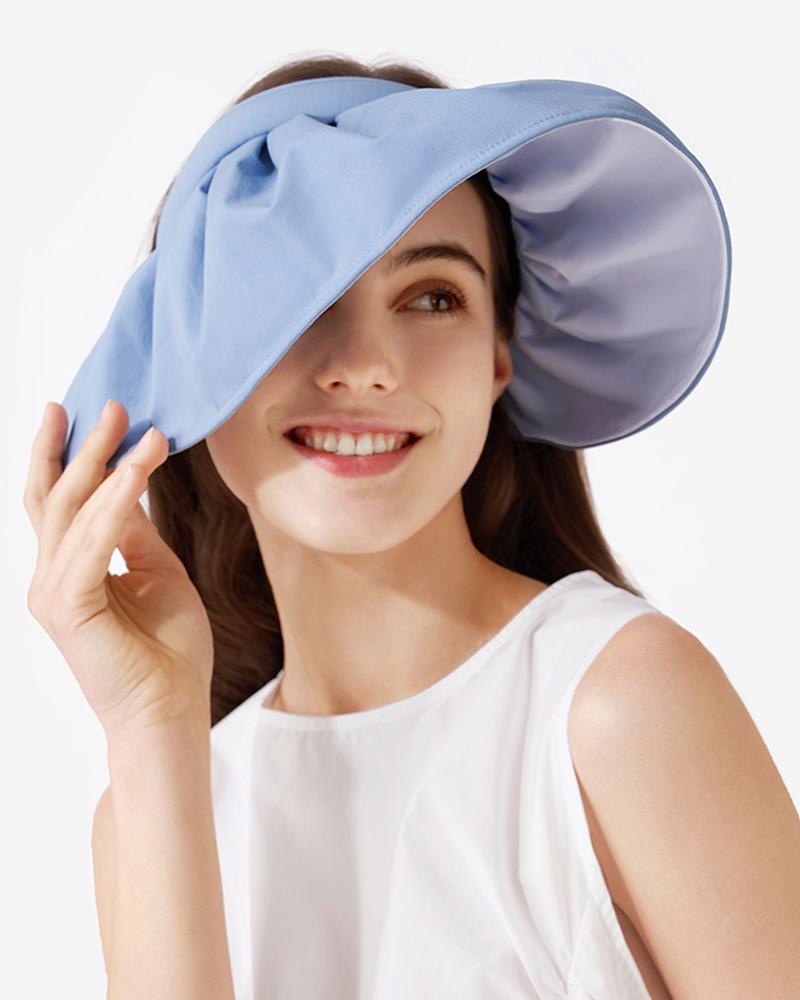 

Roll Up Sun Visors UV Protection Wide Brim Foldable Summer Beach Hats, Blue