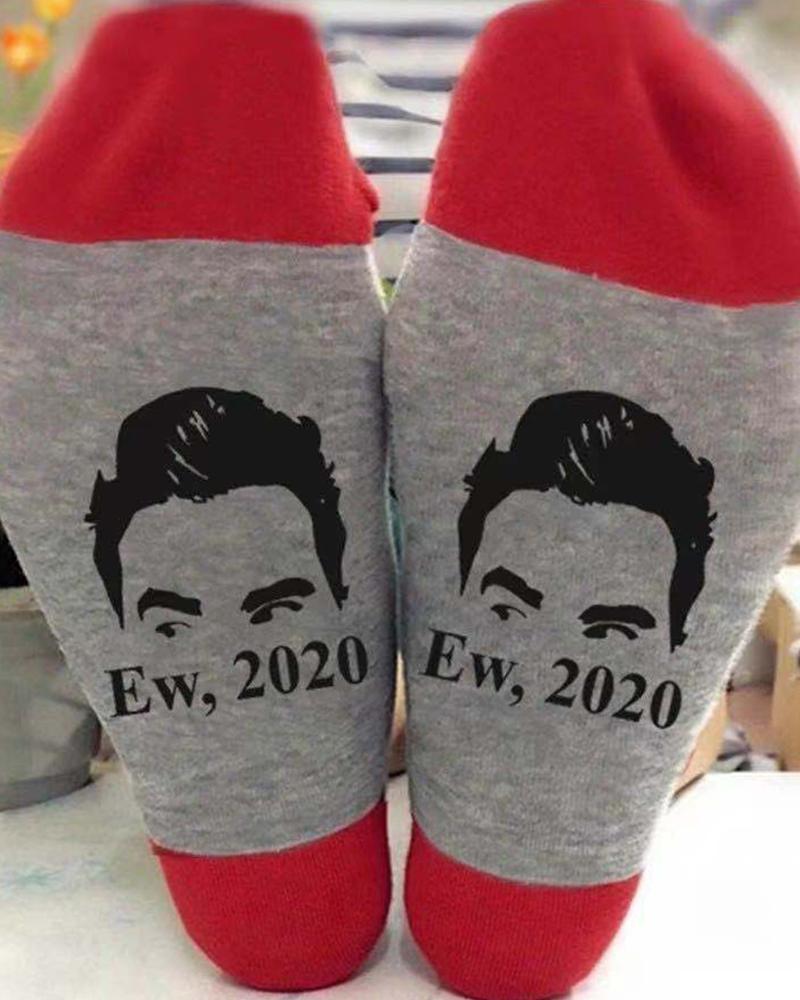 

1Pair Figure Letter Print Colorblock Socks, Red