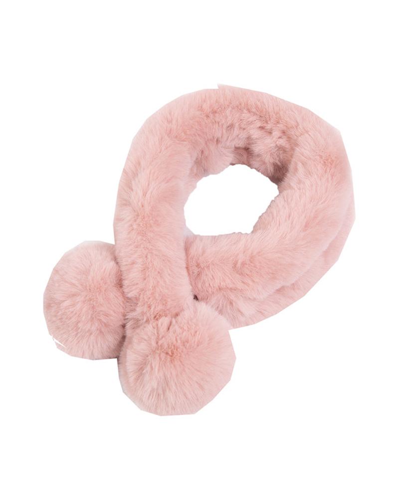 

1pc Warm Soft Fuzzy Wrap Around Loophole Scarf, Pink