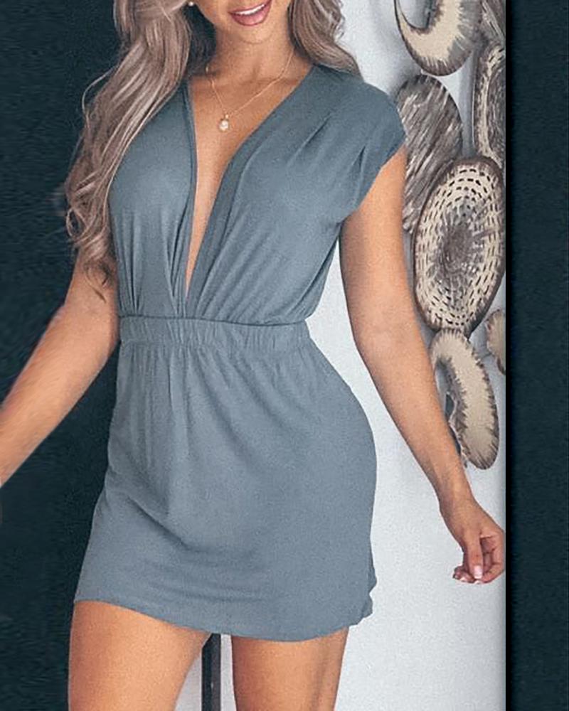 

Multi-way Plunge Backless Bodycon Dress, Light gray