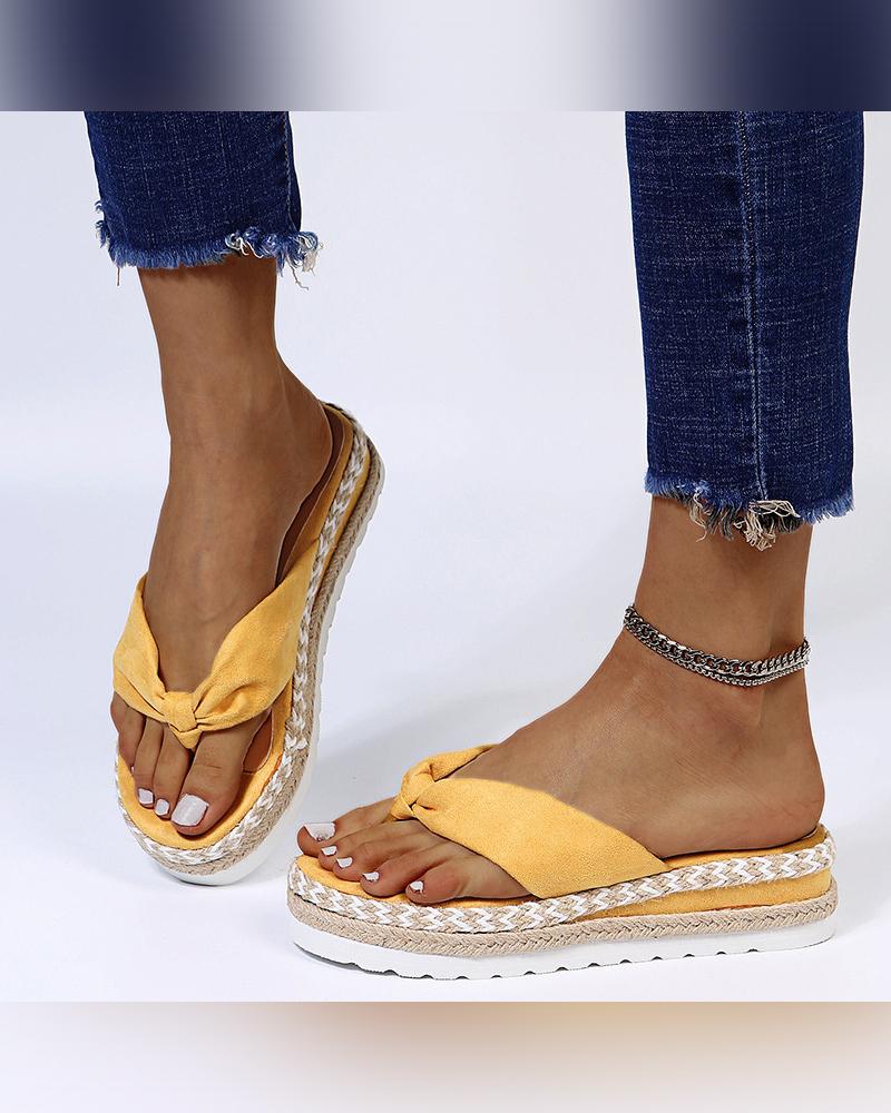 

Solid Cross Bandage Upper Open-toe Wedge Shoes Sandals, Yellow