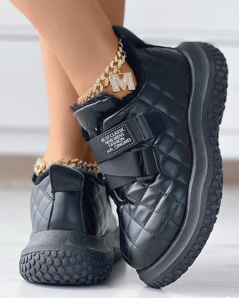 

Quilted Velcro Slip On Lined Sneakers, Black