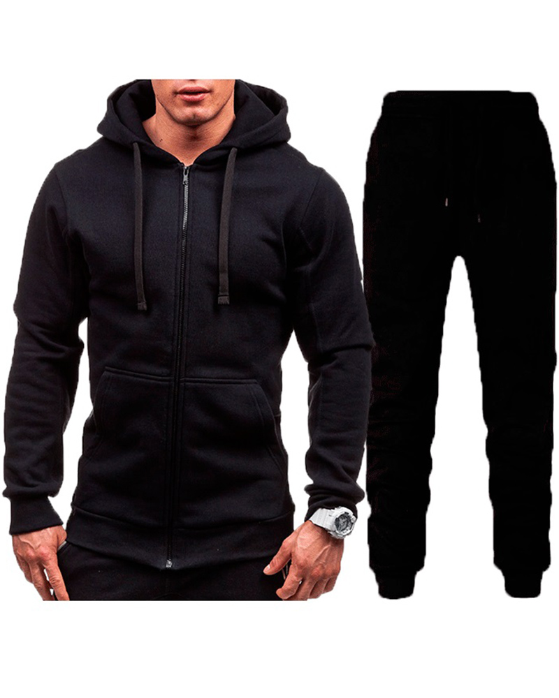

Men Pocket Design Hooded Top & Pants Set, Style3