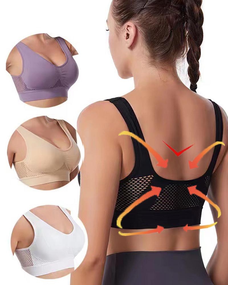 

Hollow Out Push Up U-Back Sports Bra, Black