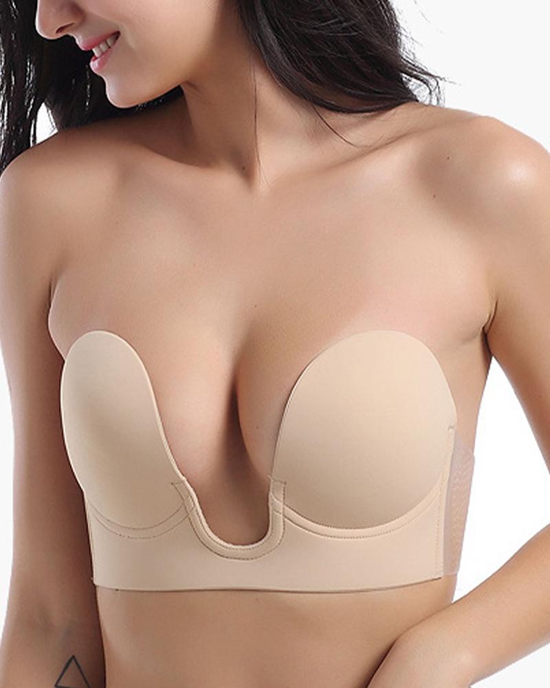 

Silicone Push Up Invisible Bra Strapless Self Adhesive Nipple Cover Bust Lifter, Apricot