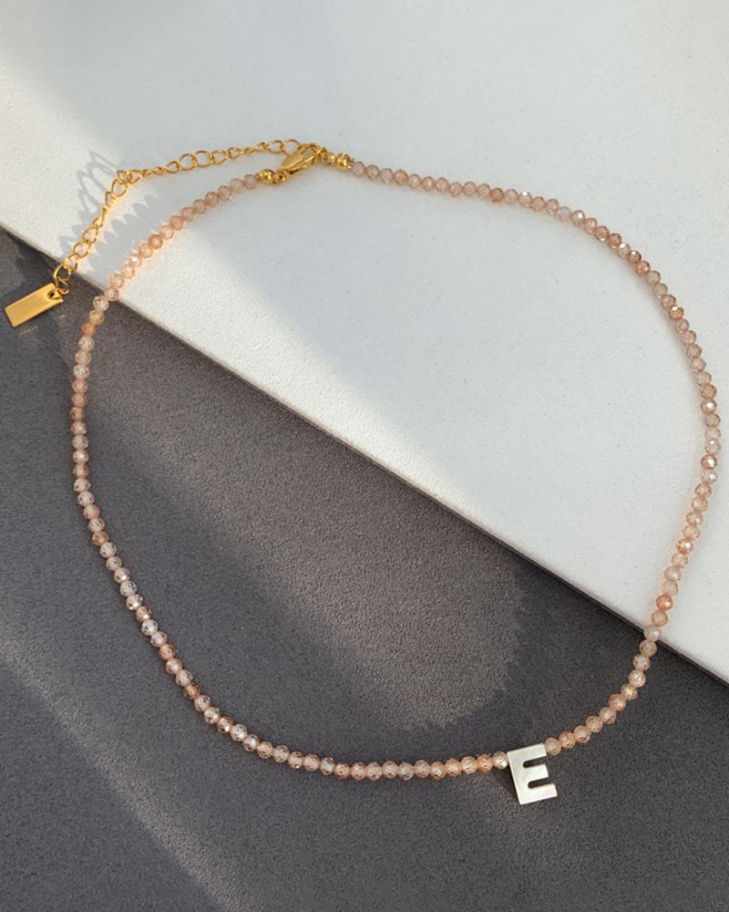 

1pc Beaded Crystal Letter Pendent Necklace, Style5
