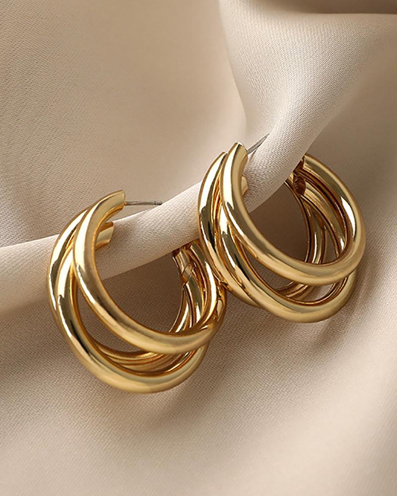 

1Pair Metal Hoop Earrings, Gold