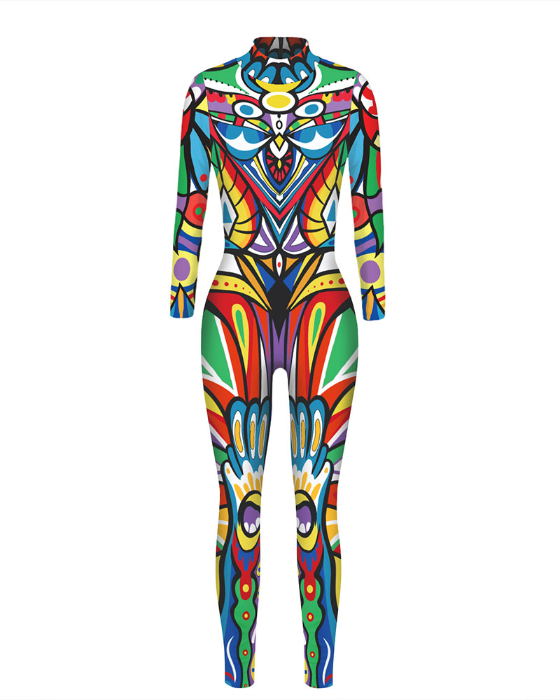 

Halloween Graphic / Skeleton Print Costume Jumpsuit, Style4