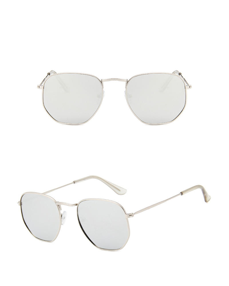 

1Pair Tinted Lens Metal Frame Sunglasses, Silver