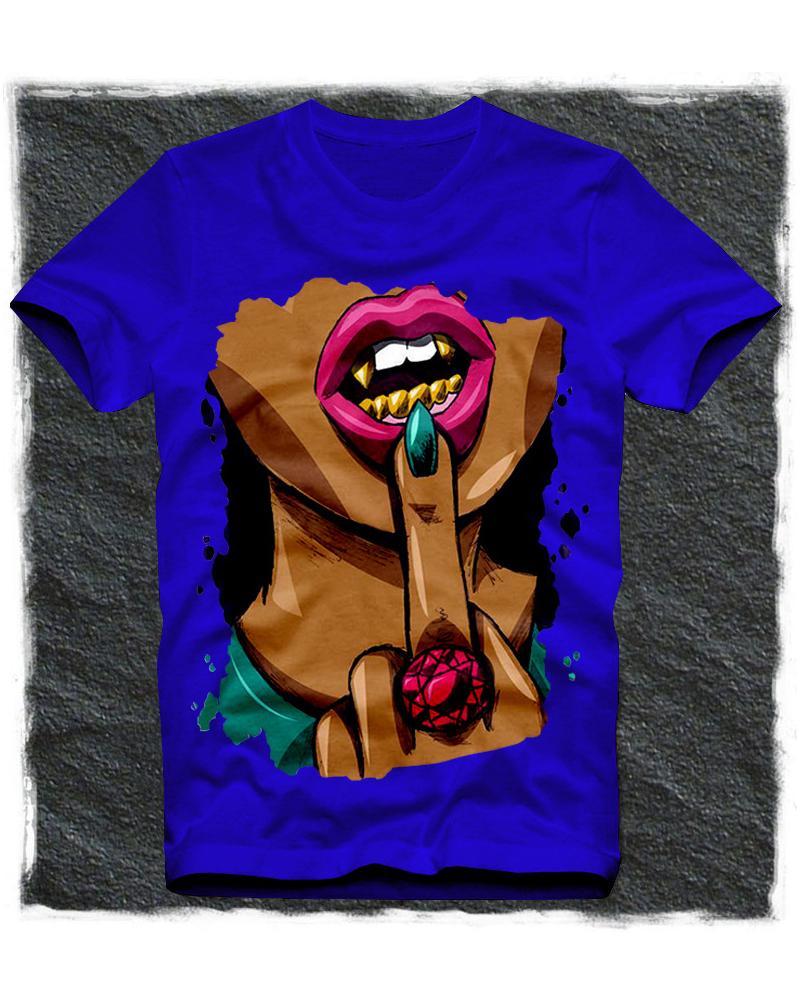 

Girl Print Short Sleeve Short Sleeve Loose T-shirts, Blue