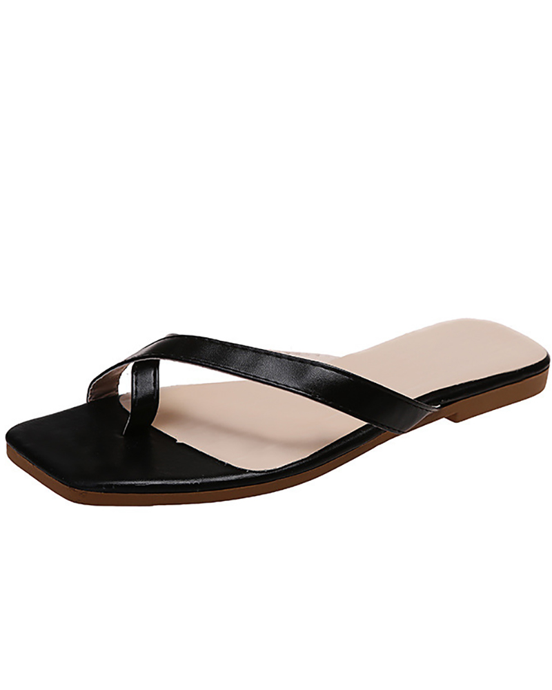 

Crisscross Toe Post Slippers, Black