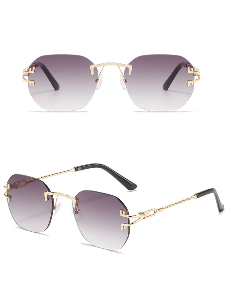 

1Pair Rimless Geometric Sunglasses Gradient Color Trendy Eyewear, Gray