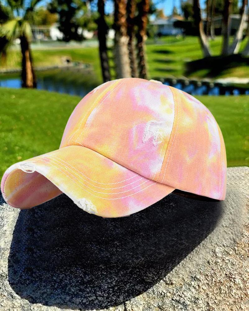 

Ripped Tie Dye Crisscross Back Baseball Cap, Style3