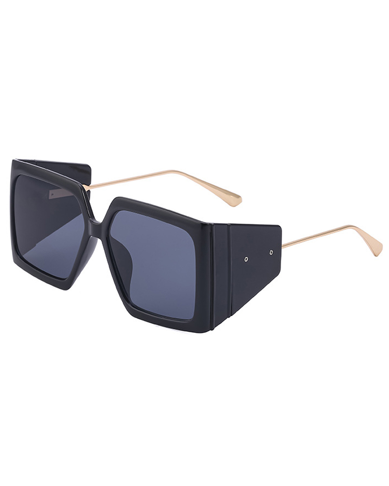 

Irregular Frame Studded Punk Sunglasses, Black