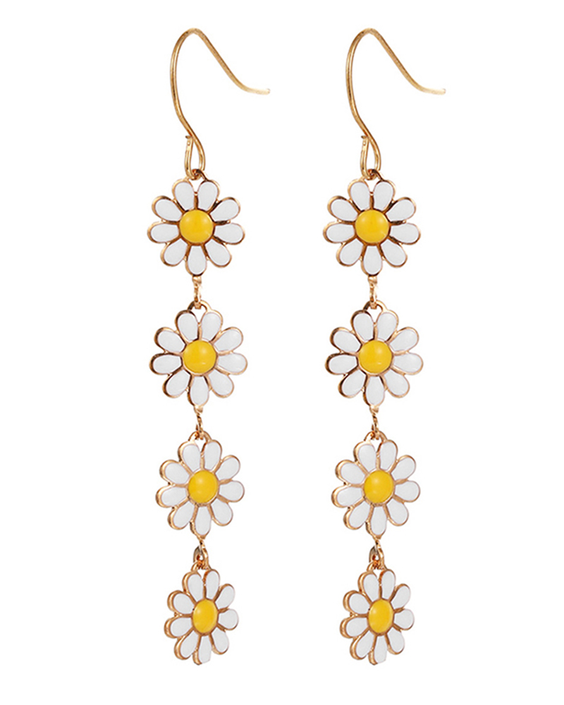 

1Pair Vintage Daisy Hook Drop Earrings, White
