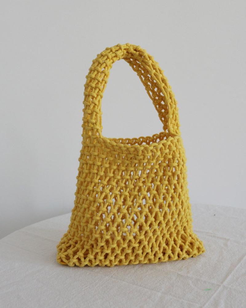 

Crochet Hollow Out Beach Handbag, Yellow