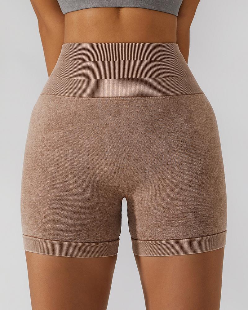 

High Waist Tummy Control Scrunch Butt Active Shorts, Khaki