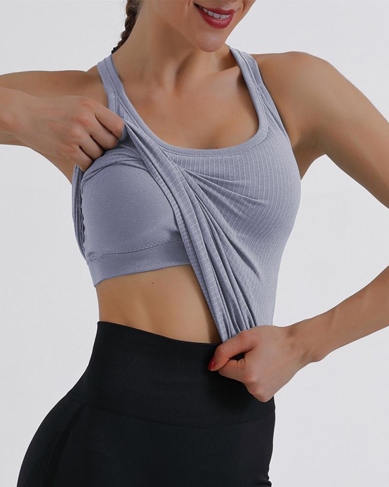 

Breathable Sleeveless Racerback Padded Active Top, Gray