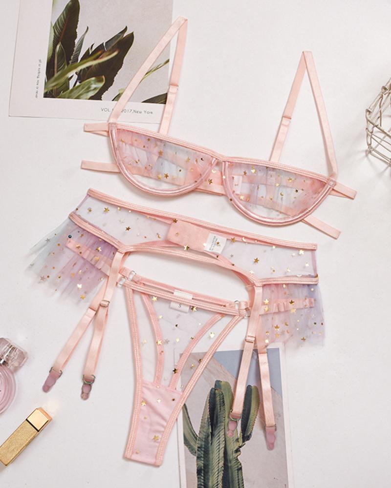 

Patchwork Sleeveless Skinny Lace Sexy Sets, Pink