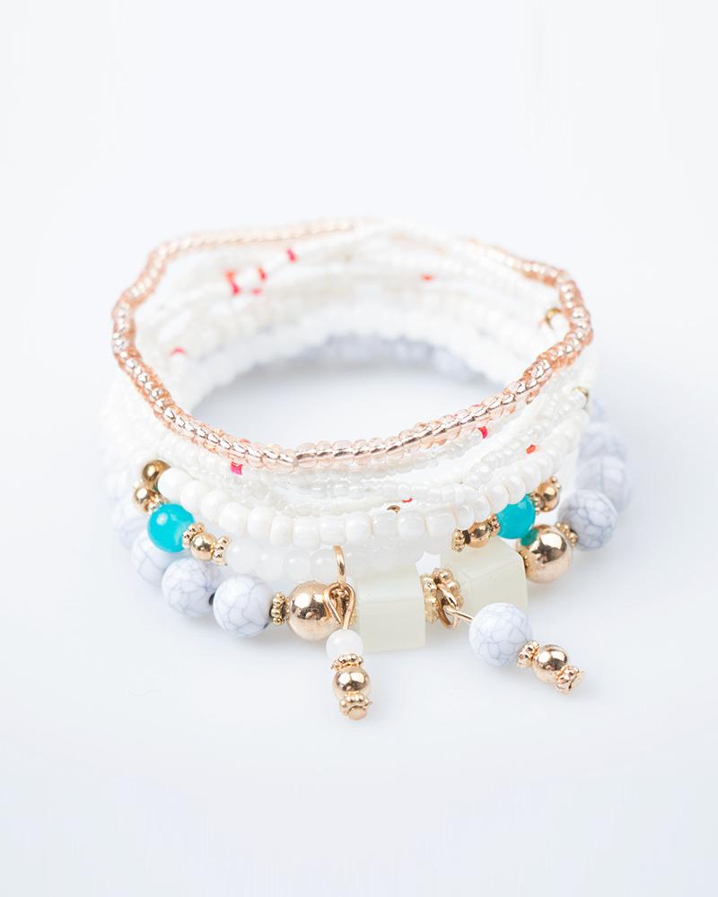 

8PCS Bohemian Beaded Multilayer Bracelet, White