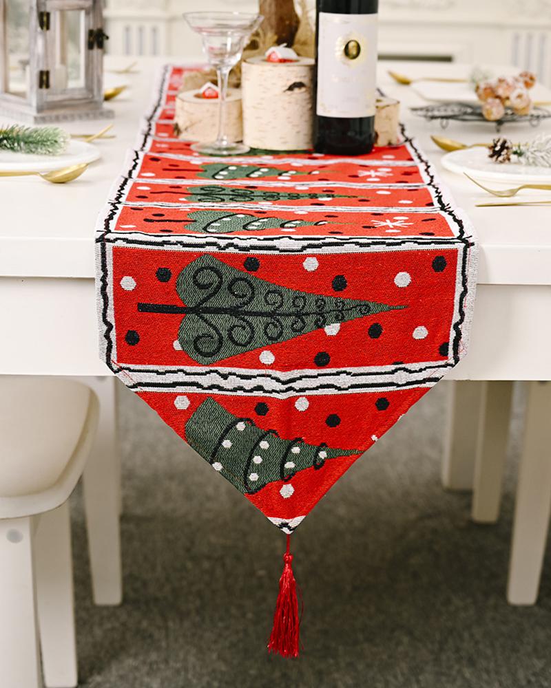 

1pc Christmas Table Runner Knit Xmas Home Decoration, Style3