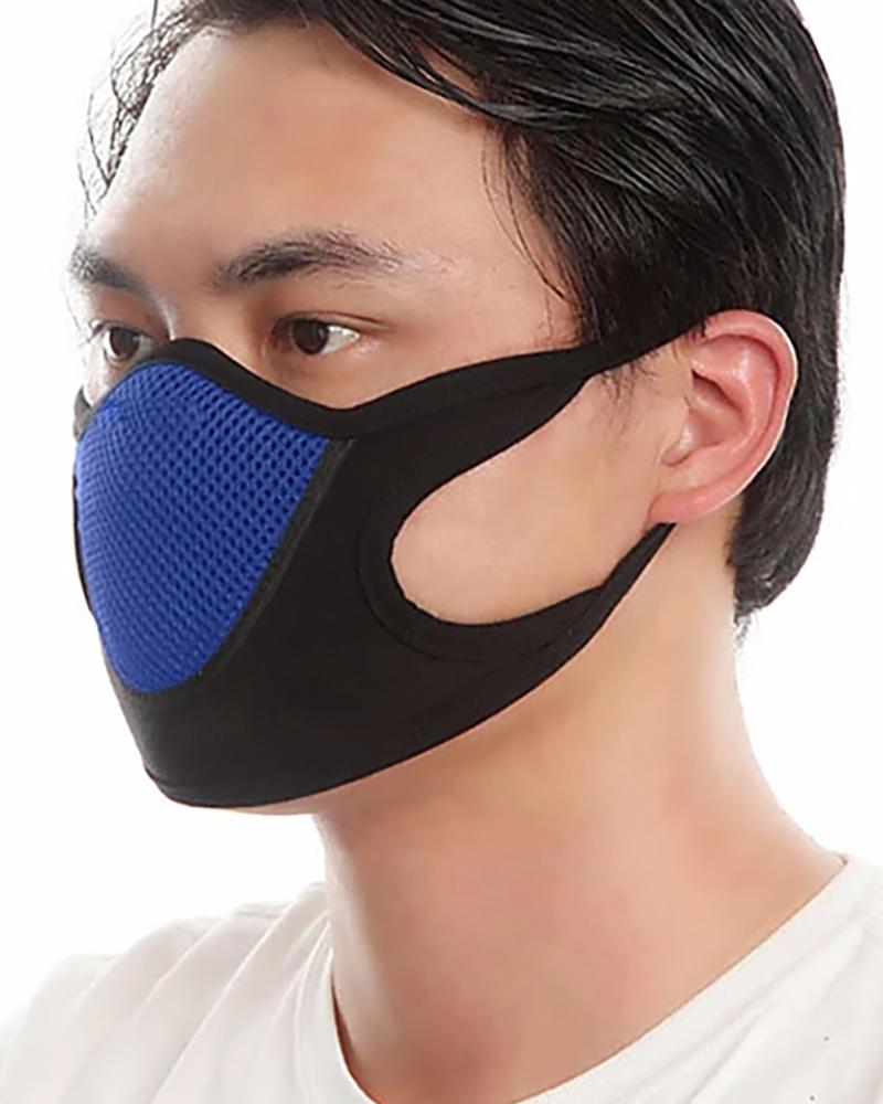 

Colorblock Breathable Ear Loop Mouth Mask Washable And Reusable, Blue