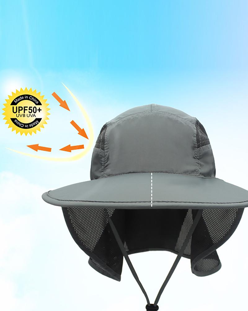 

Outdoor Sun Protection Hats Windproof Breathable Removable Face Neck Visors Cover Flap Folding Sun Hat, Dark grey