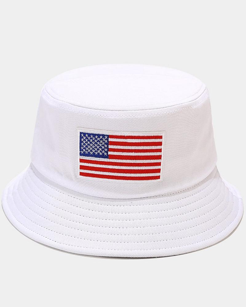 

1pc Independence Day Flag Pattern Sun Bucket Hat, White