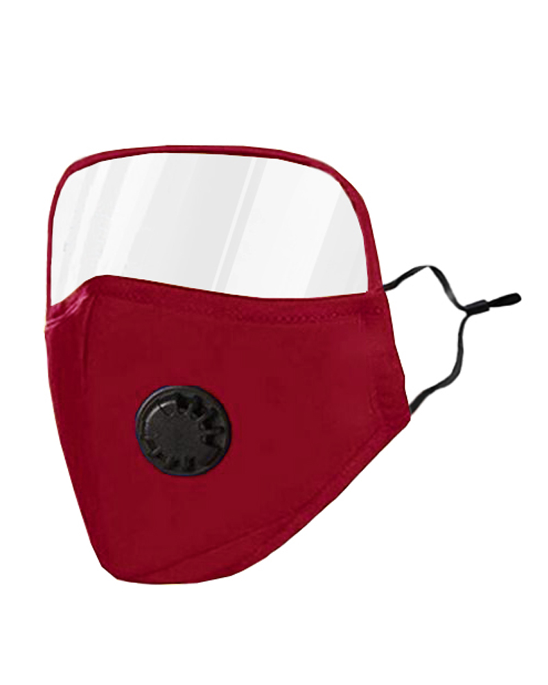

Outdoor Face Protective Ear Loop Valve Face Mask With Eyes Shield, Red