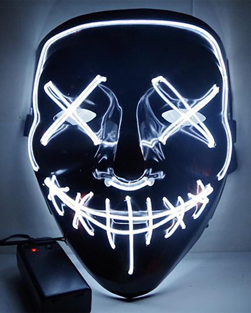 

Scary Halloween Mask LED Light up Mask Cosplay Glowing in The Dark Mask Costume Halloween Face Masks, White