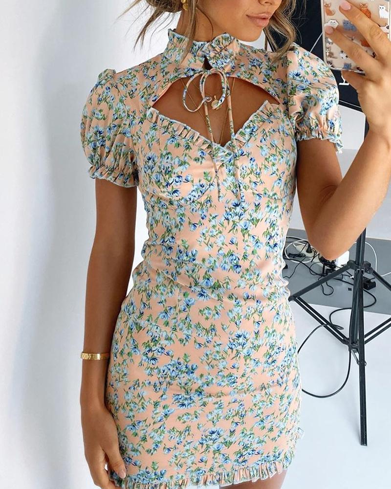 

Floral Cut Out Mini Dress, Multicolor