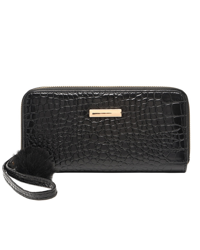 

Crocodile Zipper Ladies Purse Bag, Black