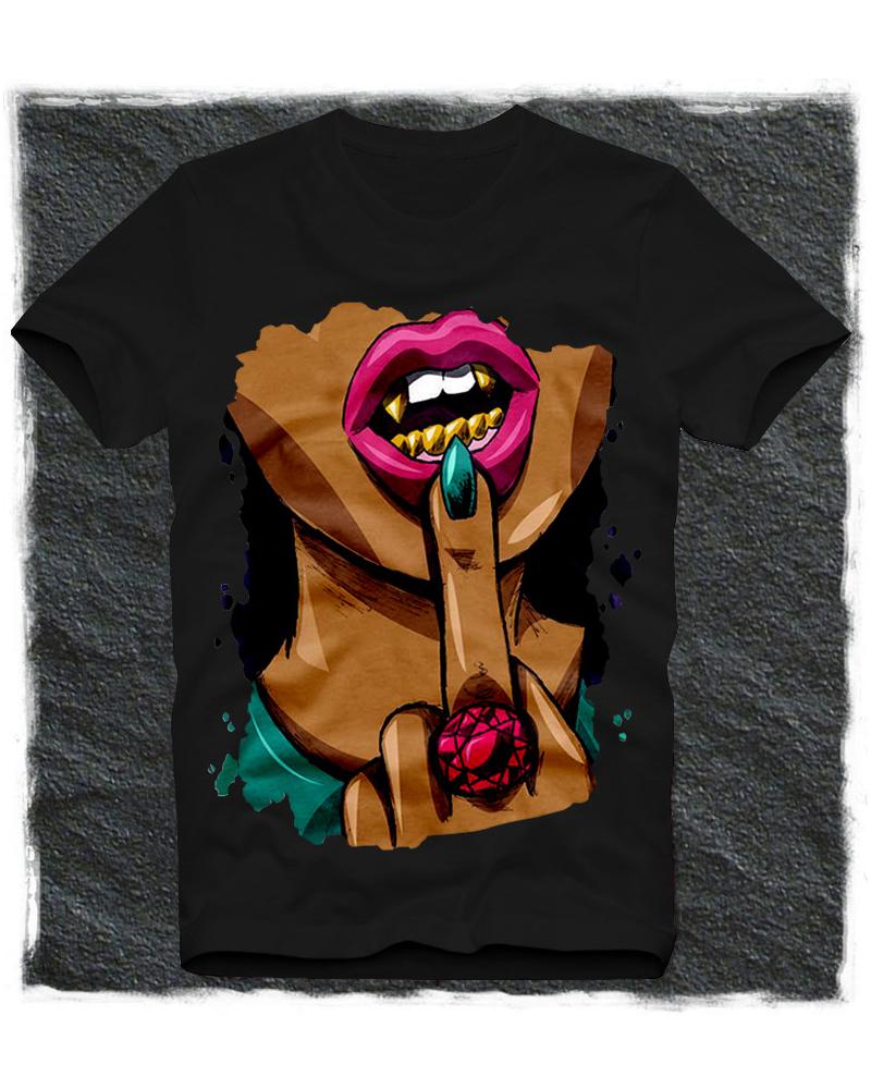 

Girl Print Short Sleeve Short Sleeve Loose T-shirts, Black