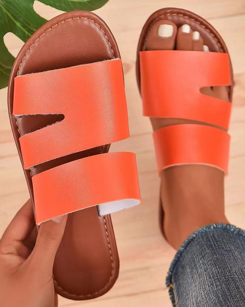 

Cutout Casual Summer Beach Slippers, Orange