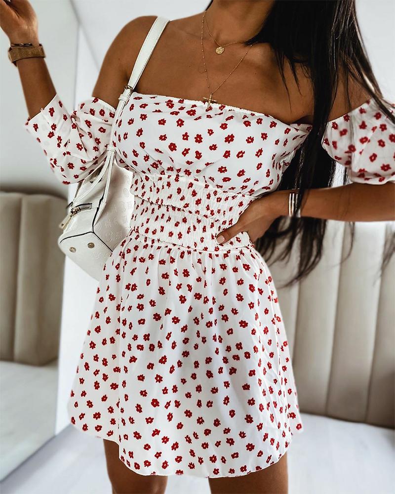 

Polka Dot Off Shoulder Dress, Pink
