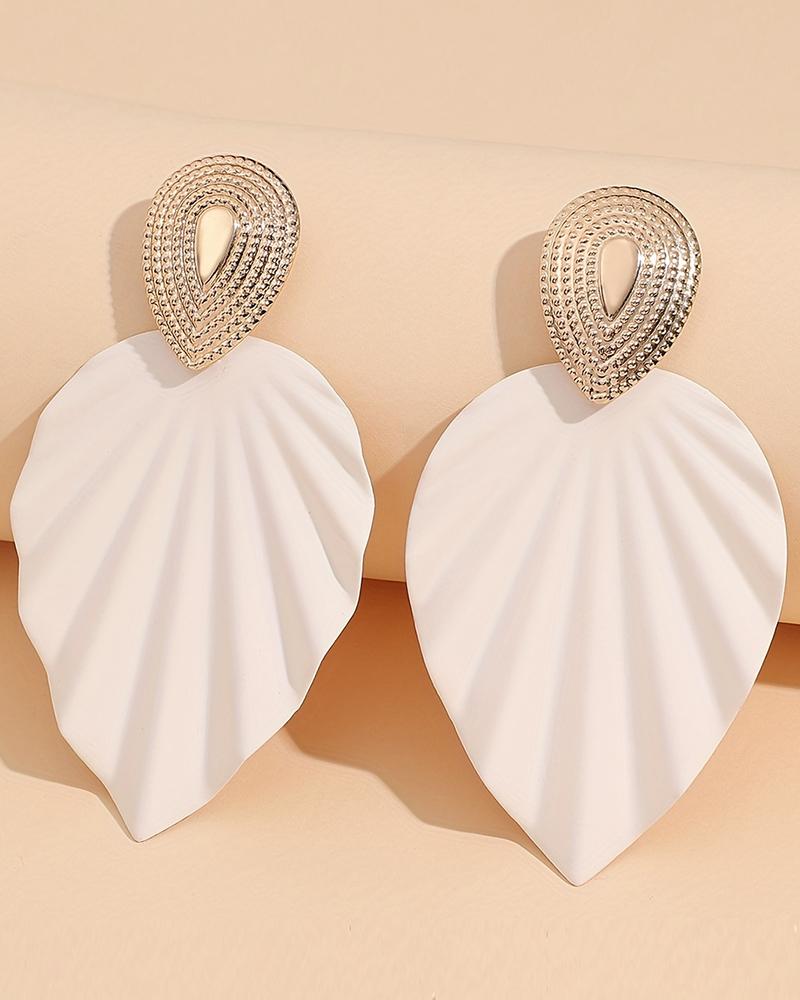 

1Pair Vintage Leaf Shape Geometric Earrings, White