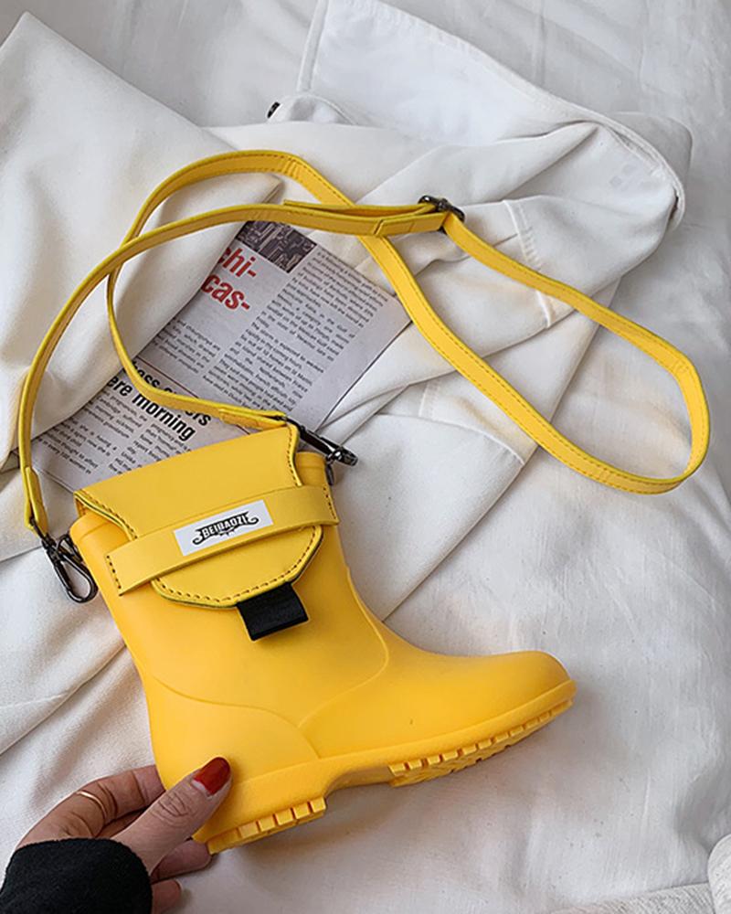 

Rain Boot Shaped Flap Crossbody Bag, Yellow